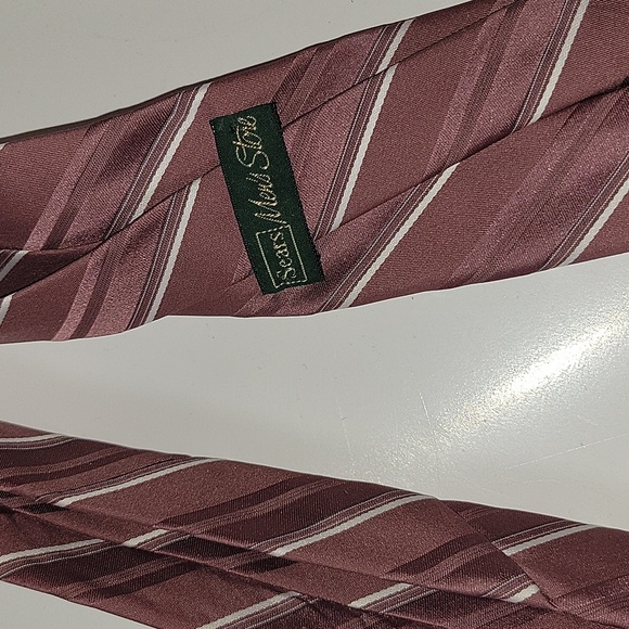 Men's Sears Maroon & White 56 1/2" Tie - Picture 2 of 5